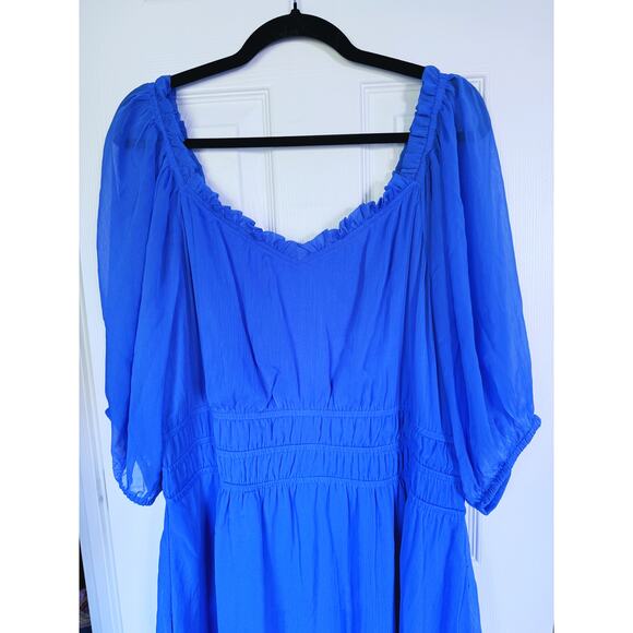 Vince Camuto Chiffon Mini Party Dress Half Sleeve 16W Cocktail Event Royal Blue - Picture 6 of 11